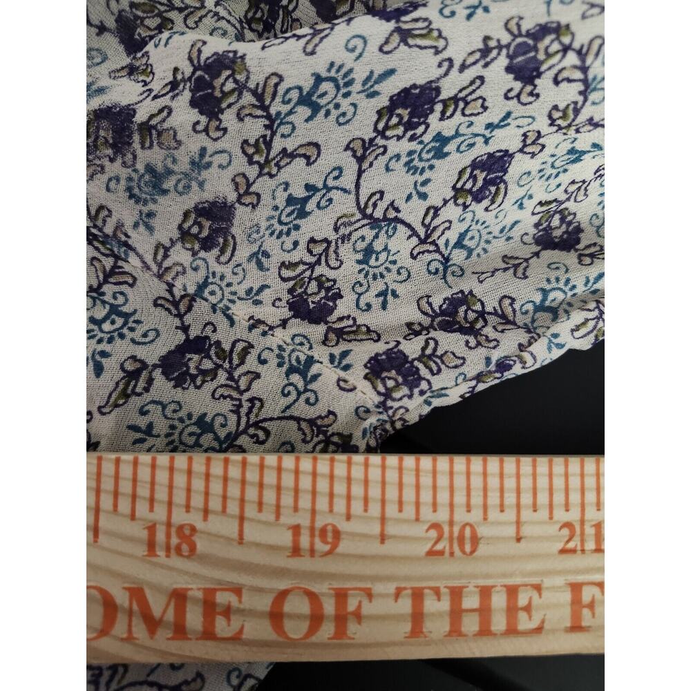 Lucky Brand Savannah Gypsy Boho Peasant Top Blouse Size Medium Blue Floral - Picture 7 of 8